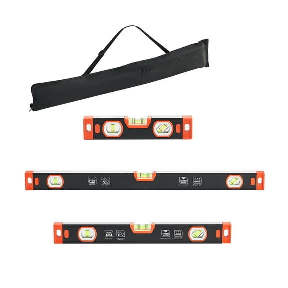 Torpedo Level 3-Piece Set, 9/16/24 Inch Magnetic Spirit Levels, Aluminum Alloy with 3 Green Vials, V-Groove Design, Hanging Hole for Construction Home Renovation