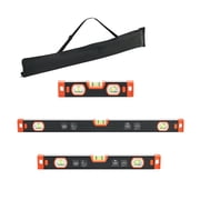 Torpedo Level 3-Piece Set, 9/16/24 Inch Magnetic Spirit Levels, Aluminum Alloy with 3 Green Vials, V-Groove Design, Hanging Hole for Construction Home Renovation