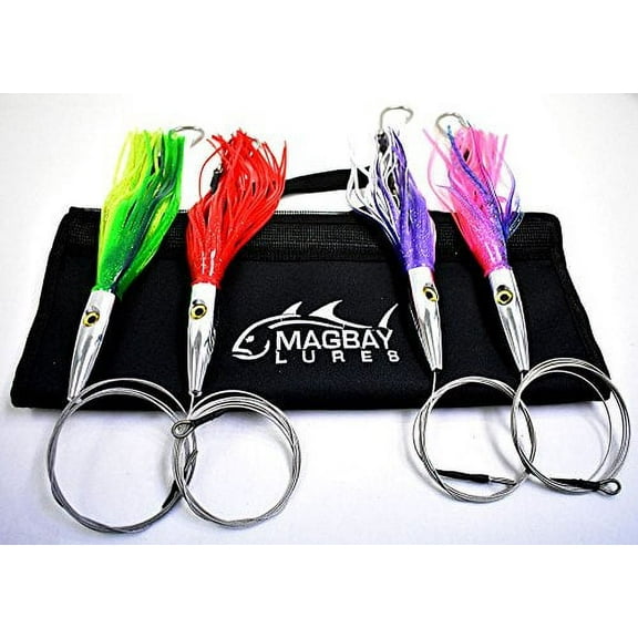 Torpedo Speed Wahoo Trolling Set with Lure Bag + Wire and Cable Rigged Wahoo Lures