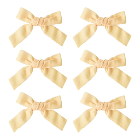 Torqee 6 Pack Light Yellow Velvet Christmas Bows,Handmade Holiday Wreath Decorations for Gift Wrapping