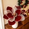 thumbnail image 1 of Torqee Artificial Poinsettia Flowers,Christmas Fake Floral Stems with Velvet Petals,Red Berry Winter Holiday Wedding Home Decor,Burgundy,8.7x8.7in, 1 of 4