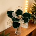 thumbnail image 1 of Torqee Artificial Poinsettia Flowers, Christmas Fake Floral Stems with Velvet Petals, Winter Holiday Home Decor, Green, 8.7x8.7in, 1 of 4