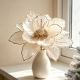 thumbnail image 1 of Torqee Artificial Poinsettia Flowers, Christmas Fake Floral Stems with Velvet Petals, Winter Holiday Home Decor, White, 8.7x8.7in, 1 of 4
