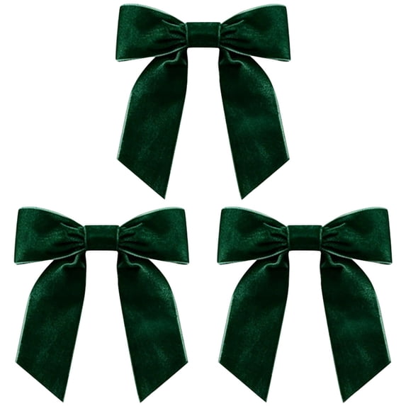 Torqee Chritsmas Decors Clearance,3 Pack Velvet Green Christmas Tree Bows, Large Christmas Bows for Tree Wreath Stairs Railing Fireplace Indoor Decor