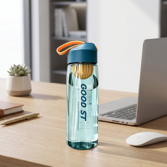 Torqee Clear Plastic Water Bottle,550ml Transparent Sports Bottle with Blue Flip Top Carry Lid,Reusable Leakproof Drink Bottle for Gym Travel Office Outdoor,6.4x20.5cm