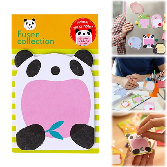 Torqee Hub Animal-Shaped Sticky Notes Set, Panda Design, Cute Memo Tabs for Notes and Page Marking