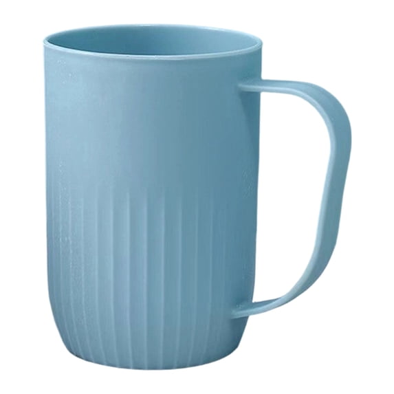 Under 1$! Plastic Toothbrush Holder Cup,Vertical‑striped Handle‑design Bathroom Tumbler for Toothpaste Mouthwash Storage,Light Blue