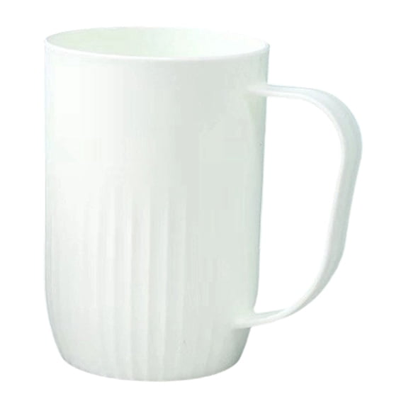 Torqee Hub Plastic Toothbrush Holder Cup,Vertical‑striped Handle‑design Bathroom Tumbler for Toothpaste Mouthwash Storage,White