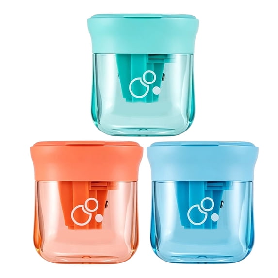 Torqee Hub Triple Hole Pencil Sharpener with Lid,Manual Pencil Sharpener with Shaving Container,Random Color,5 Pack