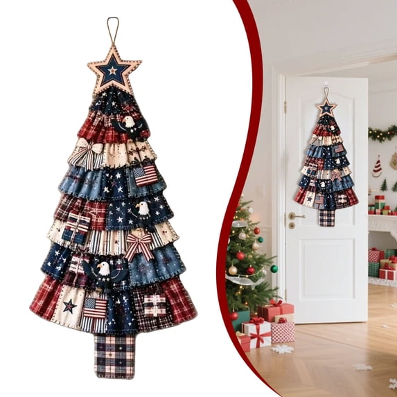 Torqee Oversized DIY Quilted Christmas Tree Kit Beginner-Friendly Christmas Fabric Sewing Craft Set DIY Fabric Craft Patchwork for Front Door and Living Room Decor Gift for Craft Lovers,Style-B