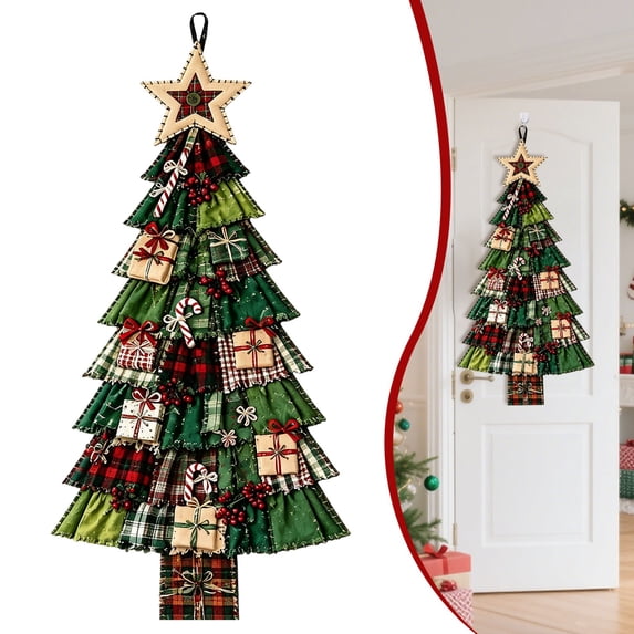 Torqee Oversized DIY Quilted Christmas Tree Kit Beginner-Friendly Christmas Fabric Sewing Craft Set DIY Fabric Craft Patchwork for Front Door and Living Room Decor Gift for Craft Lovers,Style-C