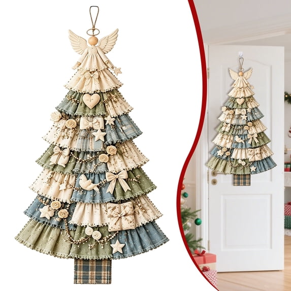Torqee Oversized DIY Quilted Christmas Tree Kit Beginner-Friendly Christmas Fabric Sewing Craft Set DIY Fabric Craft Patchwork for Front Door and Living Room Decor Gift for Craft Lovers,Style-A