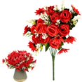 thumbnail image 1 of Torqee Premium Artificial Rose Bouquet,32cm Realistic Silk Flower Stems for Home Wedding Vase Centerpiece Floral Arrangement,Red, 1 of 5