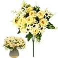 thumbnail image 1 of Torqee Premium Artificial Rose Bouquet,32cm Realistic Silk Flower Stems for Home Wedding Vase Centerpiece Floral Arrangement,Yellow, 1 of 5