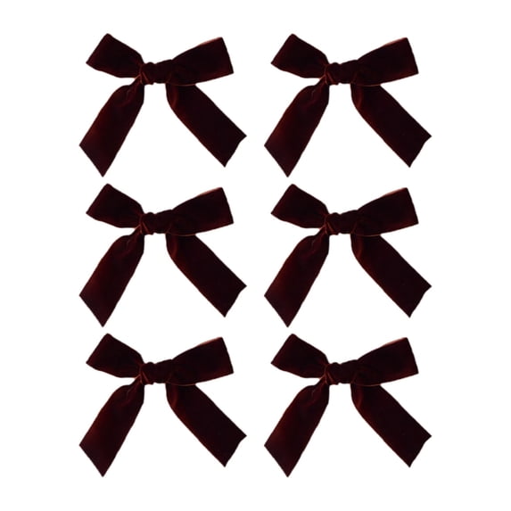 Torqee Velvet Christmas Bows,6 Pack Handmade Velvet Bows Rustic Crafts Gift Bows,Velvet Outdoor Wreath Bow,Reusable Christmas Bow Gift,Soft Bow Decoration for Gift Wrapping Christmas Tree