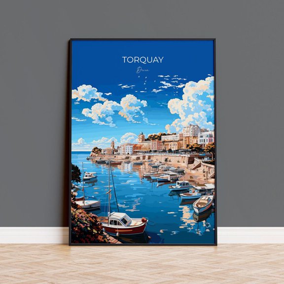 Torquay Travel England Devon Poster, Office, Living Room, Gallery Wall And Home Decor