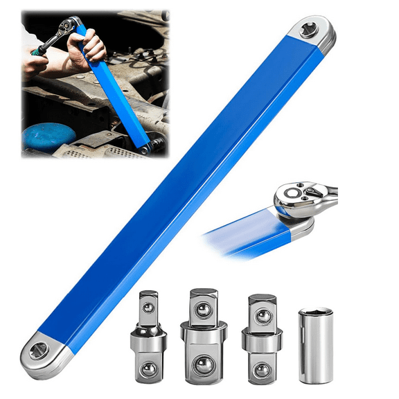 Torque Extender, Wrench, Offset Extension Wrench, Impact Extension Wrench, Zero Degree Ratchet, Extra-Long, Multi-functional, Universal, Adjustable Extension Wrench (Blue)
