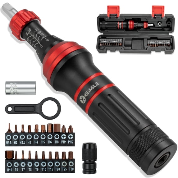 Torque Screwdriver 10-80 In.Lb, Inch Pound Torque Screwdriver Set with 1/4" Bit Holder, Flat, Hex, Torx and Philips Bits,Suitable for DIY Bicycle Maintenance, Pecision Tool,Mechanical