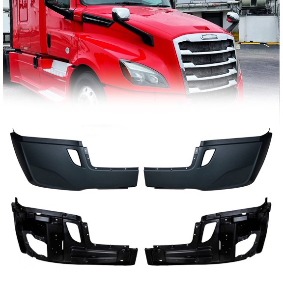 Torque Side Bumper Cover Replacement Set with Inner Support (without Fog Light Hole) Compatible With 2018 2019 2020 2021 2022 Freightliner Cascadia Semi Trucks, Driver and Passenger Side