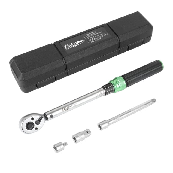 1/2-inch Torque Wrench, 3.69-44.28 Ft.lb/5-60 Nm, Drive Click Torque Wrench, Dual-Direction Torque Wrench Set, Mechanical Dual Range Scales Torque Wrench Kit with Adapters Extension Rod