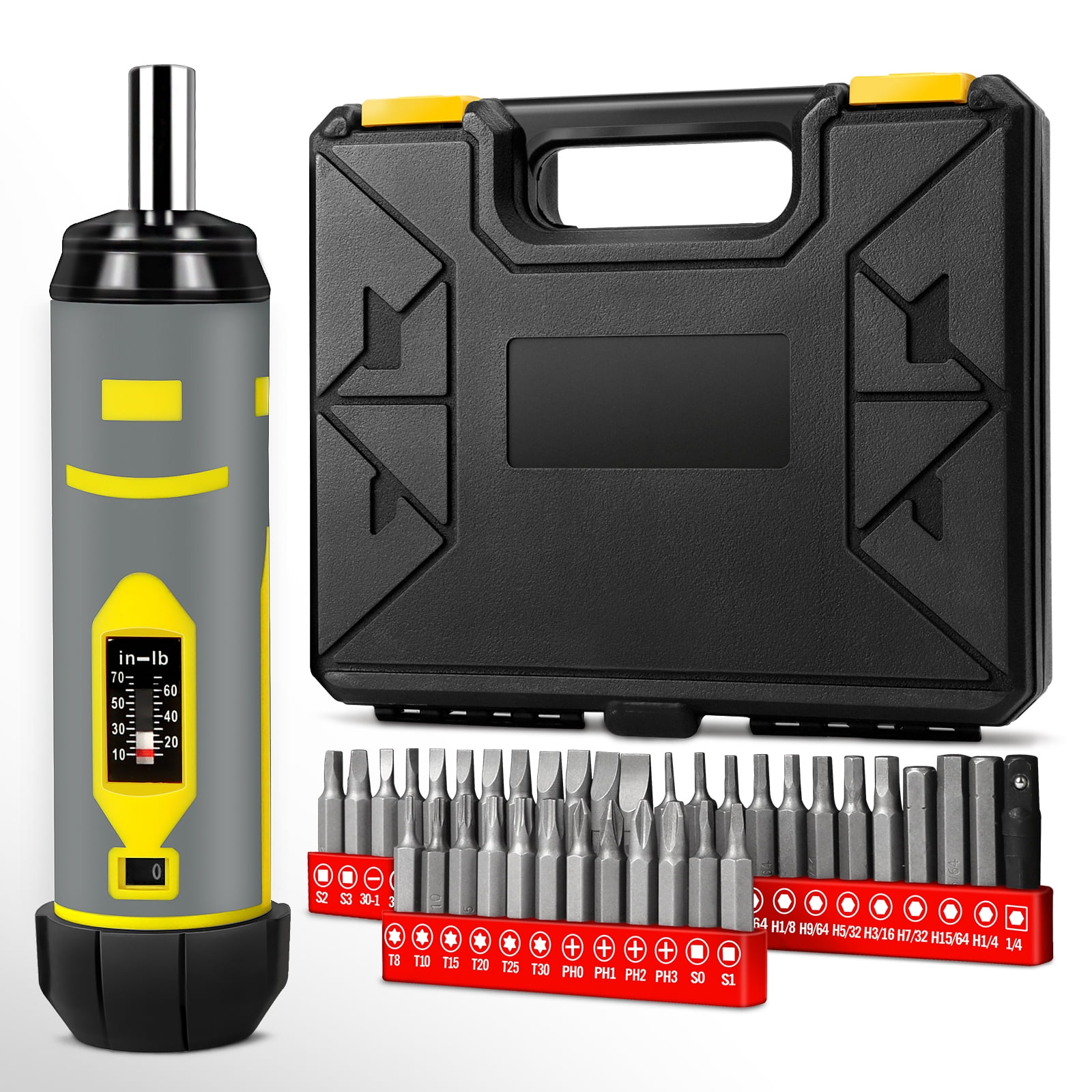 Torque Wrench with Screwdriver Bit Set 10-70 Inch Pounds, 36 S2 Bits ...