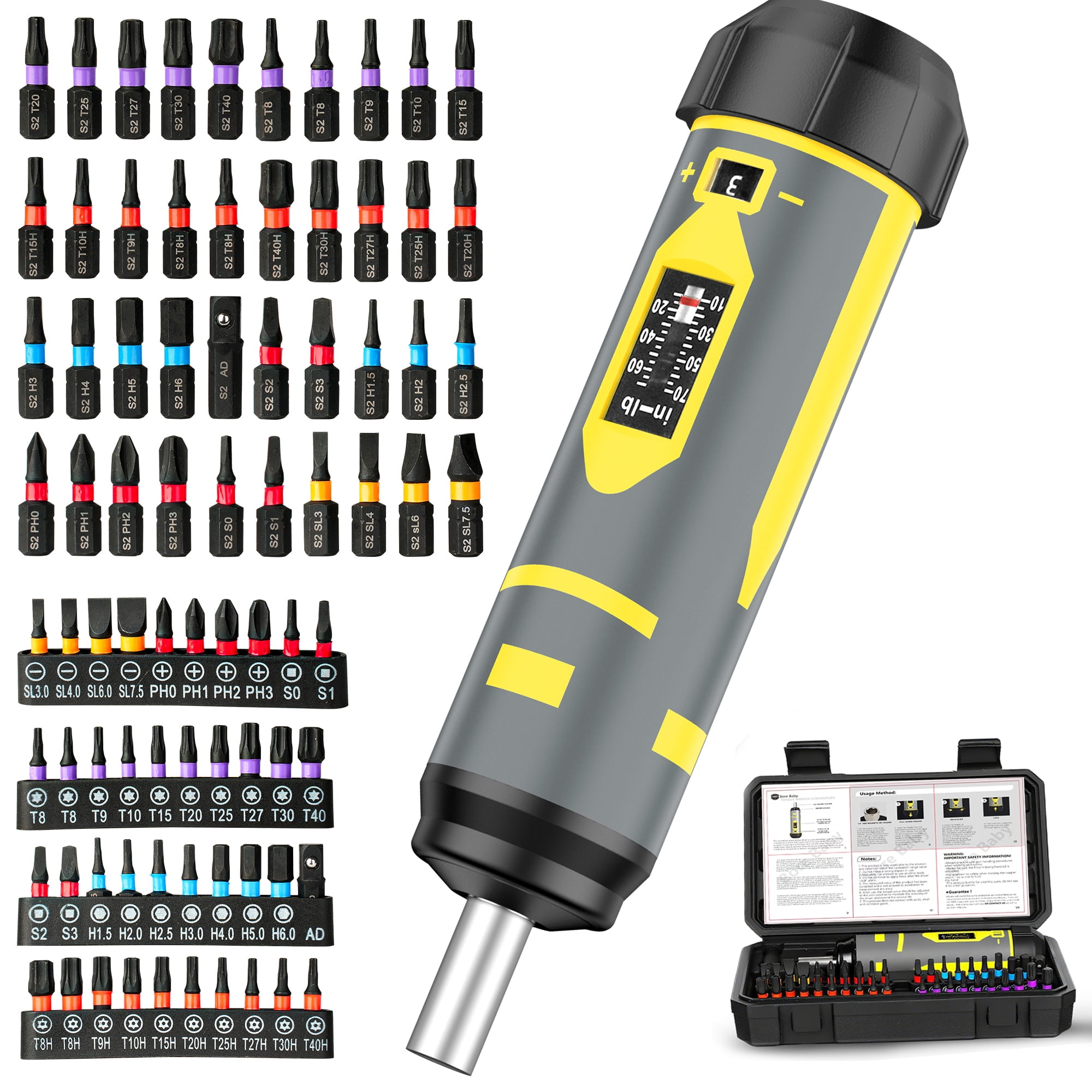 Bore Baby Professional 42-Piece Torque Screwdriver Set (10-70 in-lb) – Precision S2 Steel Bits for Scope Mounting, Bicycle Maintenance & Optics Calibration