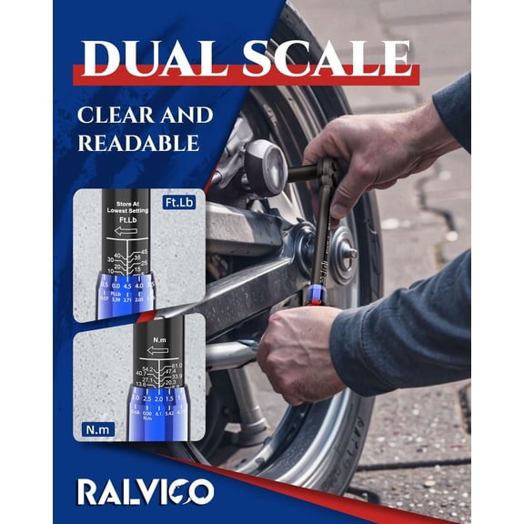 Torque Wrench Set 1/4'' & 3/8'' & 1/2'' 3% Accuracy 72-Tooth Dual Scale Dual-Direction Adjustable Drive Click Torque Wrench 5-45 Ft.Lb& 20-220 In.Lb& 10-170 Ft.Lb for Bike,Car,Moto,Truck,DIY
