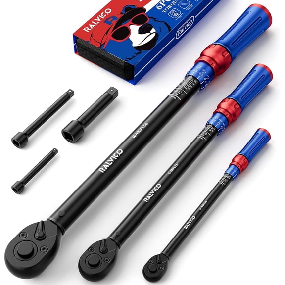 Torque Wrench Set 1/4 3/8 1/2 Inch Drive For Auto Moto Bike Repair | 3% High AccuracyQuick-Release ConvenienceIncludes Extension BarsFits the Natural Curve of Hand / Ergonomic Handle