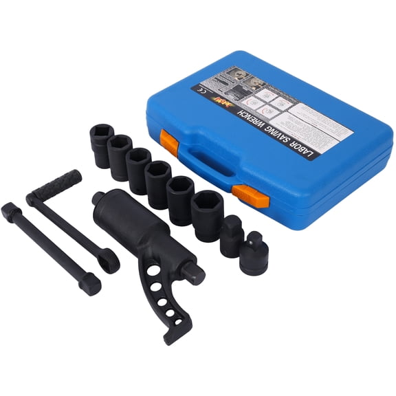 Torque Wrench Set with 1:64 Multiplier, 4800 NM Labor Saving Lug Nut Wrench, 8pc Chrome Vanadium Sockets 24-38mm, Blow Molded Case for Automotive Tire Change
