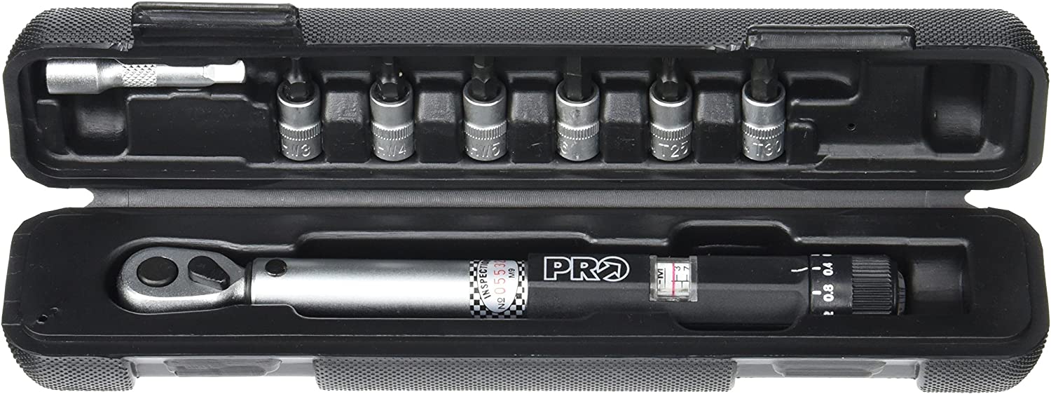 Pro Torque Wrench Set With 3/4/5/6mm Allen & T25/T30 Bits - Adjustable 3-15Nm For Bikes