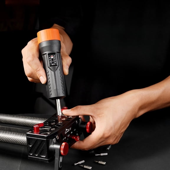 Torque screwdriver set, screwdriver head set with window, 12 drill bits and box, magnetic function, over-torque warning, durable, wear-resistant and corrosion-resistant