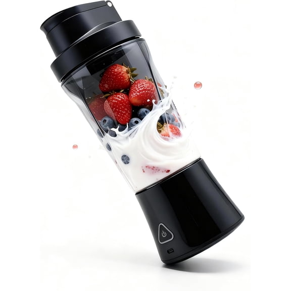 TorqueHome 3-in-1 Portable Blender Cup - 24oz Cordless Personal Blender, USB-C Rechargeable, Self-Cleaning, Leakproof Tumbler with Lid, for Making Smoothies Shakes Protein Drinks, BPA Free (black)