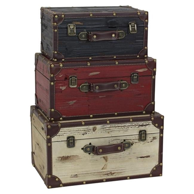 Torrance Wood Trunks, Red, Black & White - Set of 3