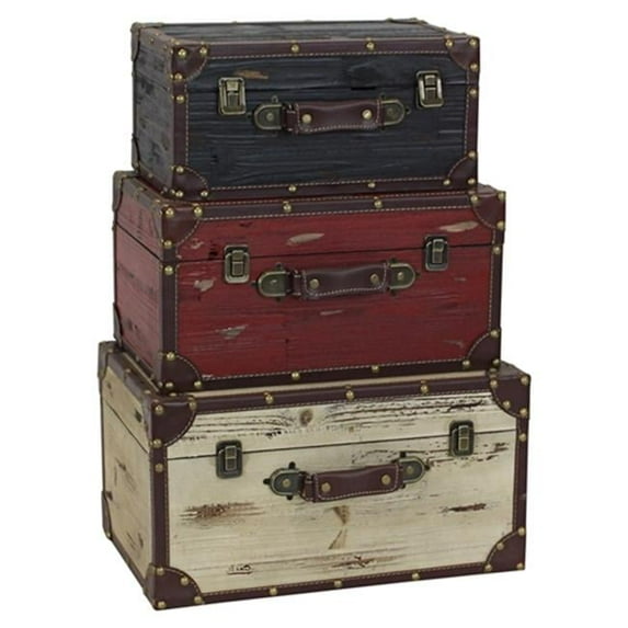 Torrance Wood Trunks, Red, Black & White - Set of 3