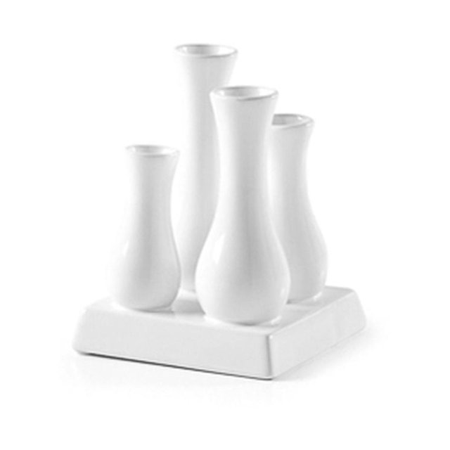 Torre & Tagus Multi Tube Urn Vase Square White, Ceramic, 4.5