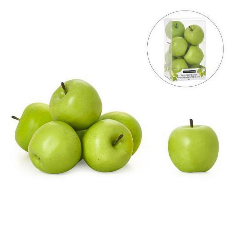 Torre & Tagus Orchard Faux Fruit Dcor, Set of 8 - Apples, Green, 3.5 x 2.5