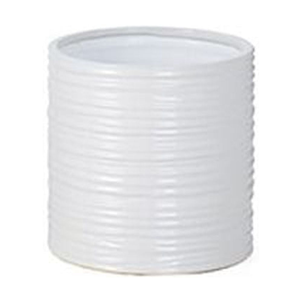 White Ripple Ceramic Cylinder Vase, 6 Inch