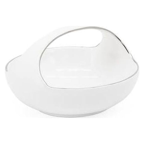 Torre & Tagus Silver Trim Ceramic 6"D Cutout Handle Bowl