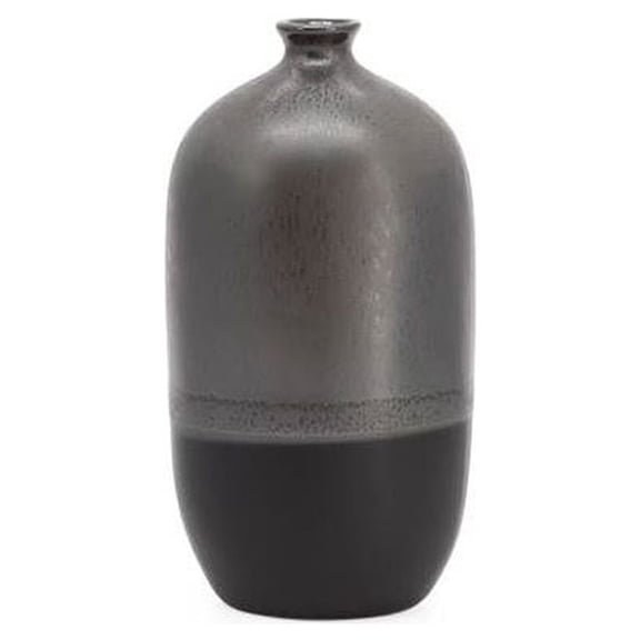Torre & Tagus Tolo 2 Tone React Glaze 8.5"H Bottle Vase -Graphite, Black
