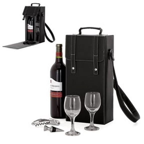 Torre & Tagus Wine Bar Gift Set In Faux Leather Case