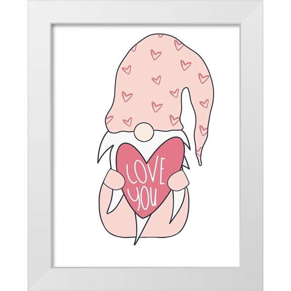 Torres, Melanie 12x14 White Modern Wood Framed Museum Art Print Titled - Valentine Gnome