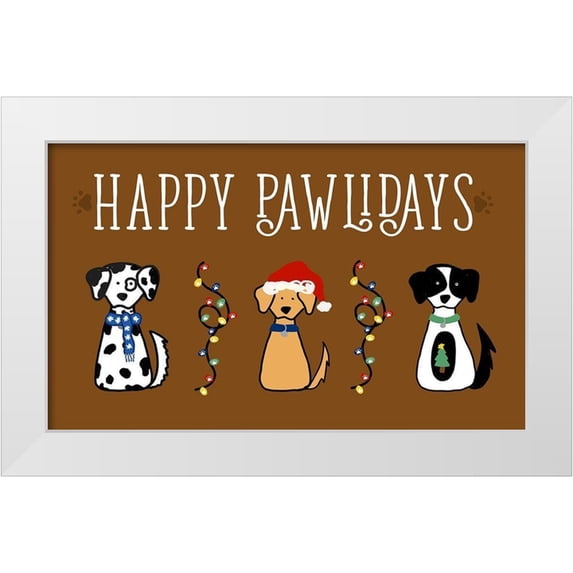Torres, Melanie 14x10 White Modern Wood Framed Museum Art Print Titled - Christmas Dog Wishes