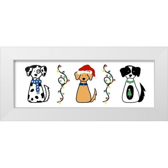 Torres, Melanie 24x11 White Modern Wood Framed Museum Art Print Titled - Christmas Dogs I