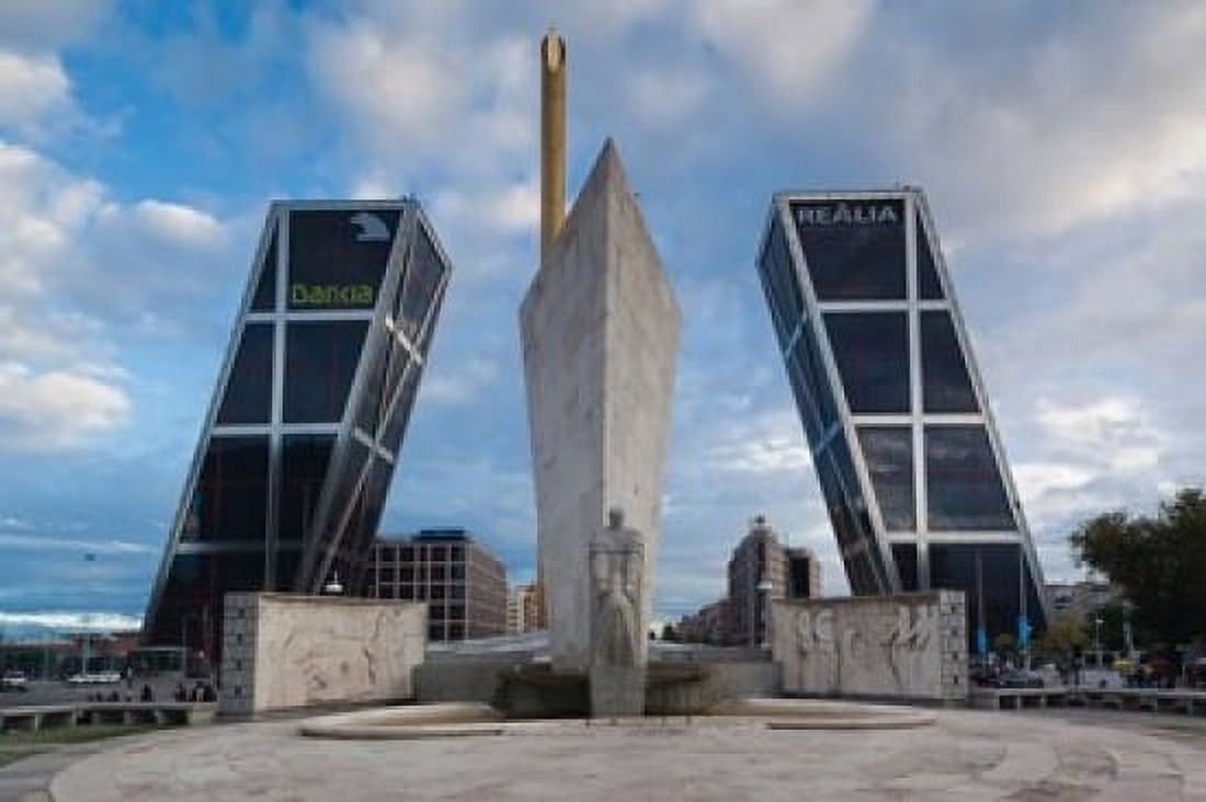 Torres Puerta de Europa Plaza de Castilla Madrid Spain Canvas Art - Walter Bibikow DanitaDelimont (18 x 12)