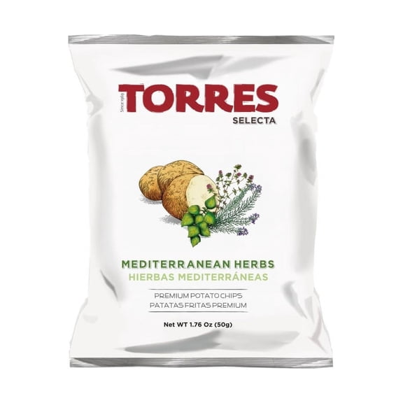 Torres Selecta Potato Chips Mediterranean Herbs 50G, 1.76 OZ, 20 Pack