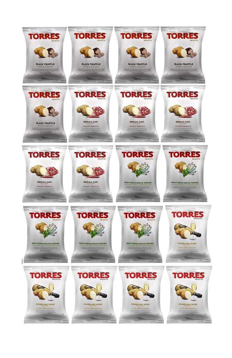 Torres Spanish Papas Fritas Potato Chips 4 Flavor Variety Pack Black