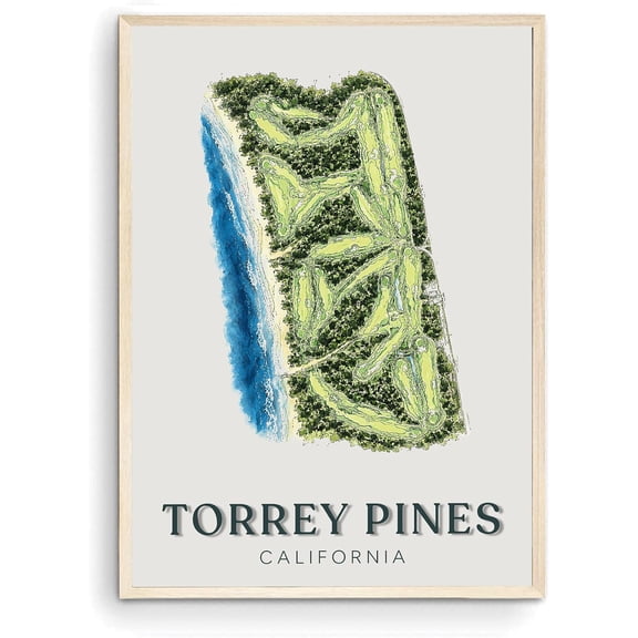 Torrey Pines Golf Course Map Print California Golfer Gift (Unframed) (9x11) (Unframed) (9x11)