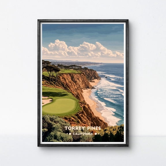 Torrey Pines Golf Course Poster: California Coastal Wall Art Unframed Paper Print