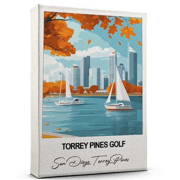 Torrey Pines Golf Travel Canvas Wall Art Beautiful Travel Decor for Bedroom, Office San Diego Torrey Pines Canvas Print Serene and Scenic Wall Decor Gift for Travel Lovers