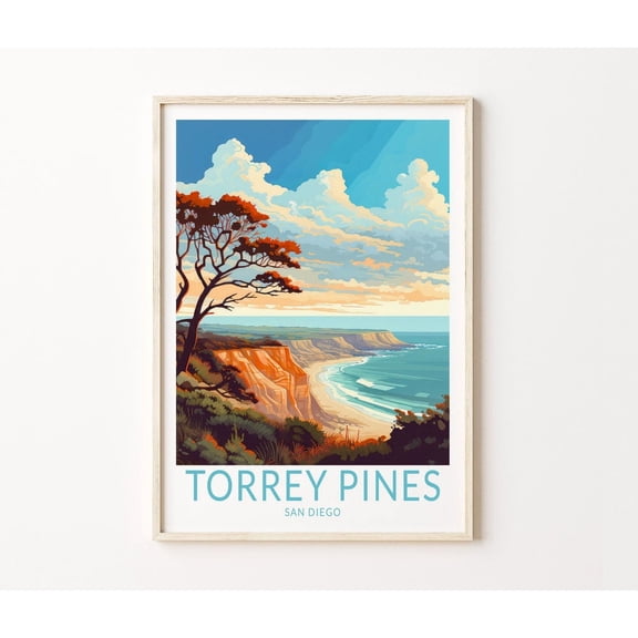 Torrey Pines San Diego Travel Wall Art Torrey Pines California Travel Poster California Coast Wall Art Coastal Traveler Home Decor Wall Art Modern Wall Decor Wall Art
